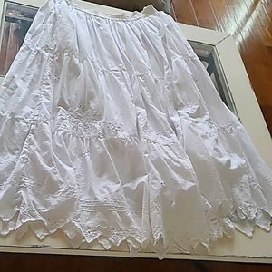 3 tiered cotton eyelet and embroidery  skirt